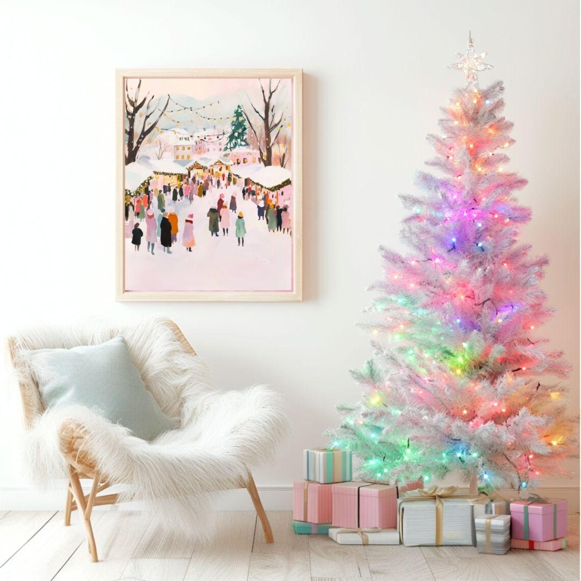 Cozy European Christmas Market Winter Crowd Holiday Timeless Poster - Image 2
