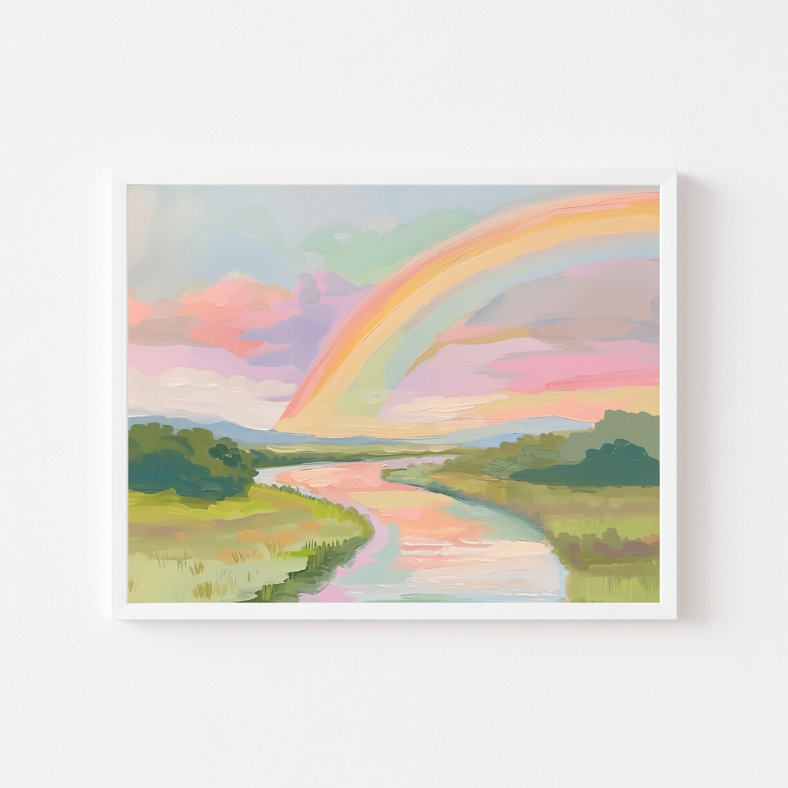 Rainbow River Landscape Painting, St Patrick's Day
