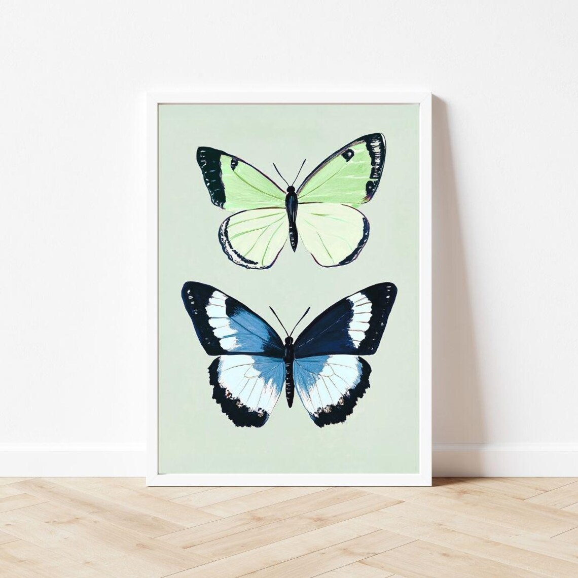 Green and Blue Butterfly Watercolor Art Print - Image 3