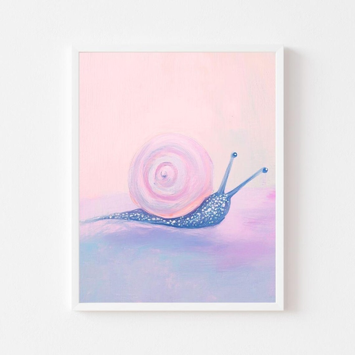 Sparkly Snail Watercolor Art Print, Pink Playroom