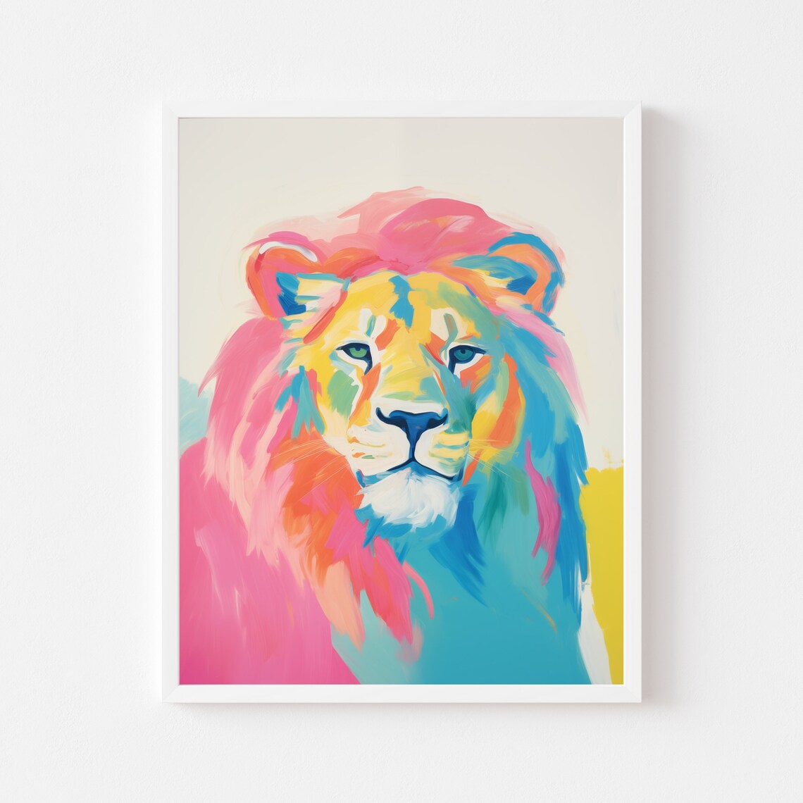 Maximalist Lion Portrait, Vintage Nursery Art Print