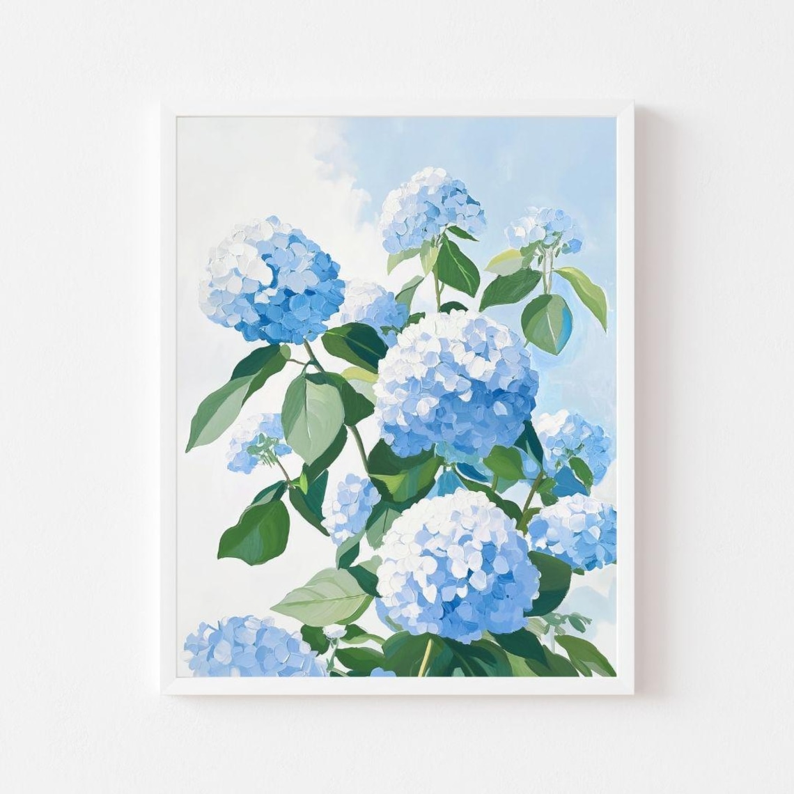 Blue Hydrangea Bush, Vintage Floral Art Print