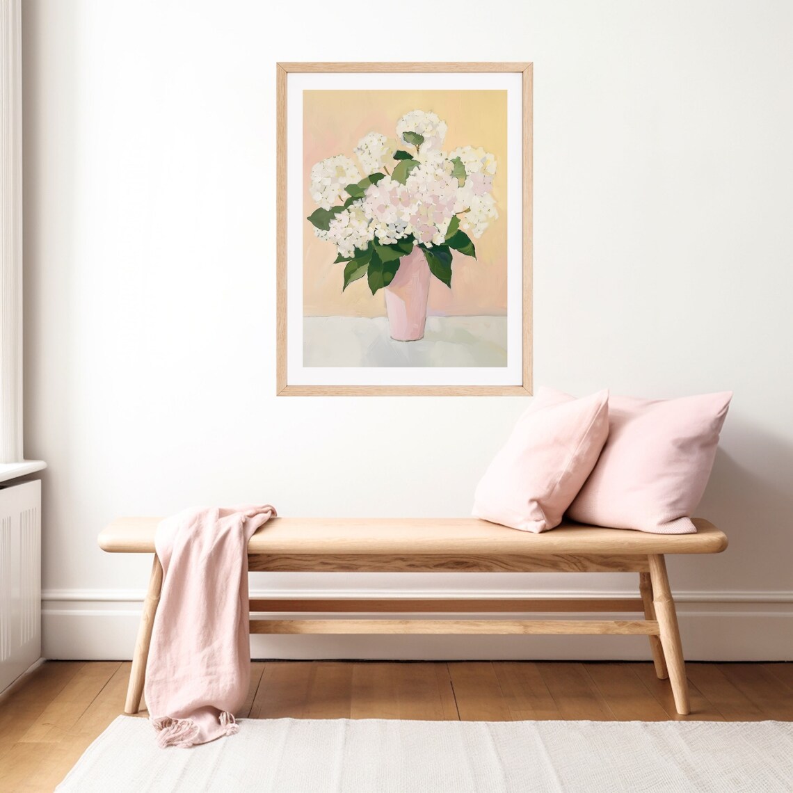 White Hydrangea Vintage Floral Bouquet Art Print - Image 3
