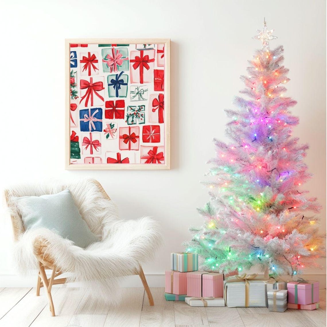 Colorful Christmas Gift Boxes Festive Red And Green Pattern Poster - Image 2