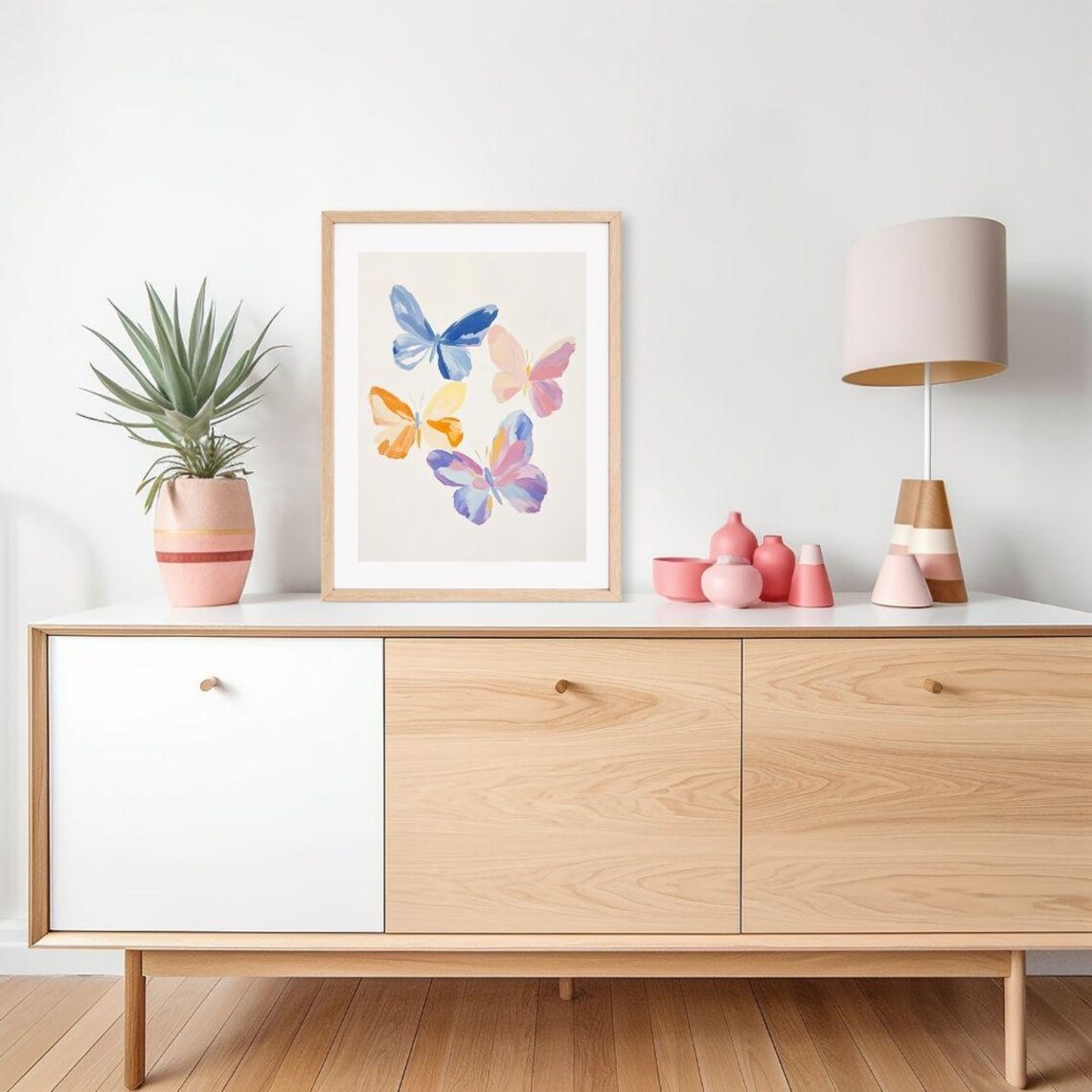 Pastel Butterflies Watercolor Art Print, Kids Room - Image 2