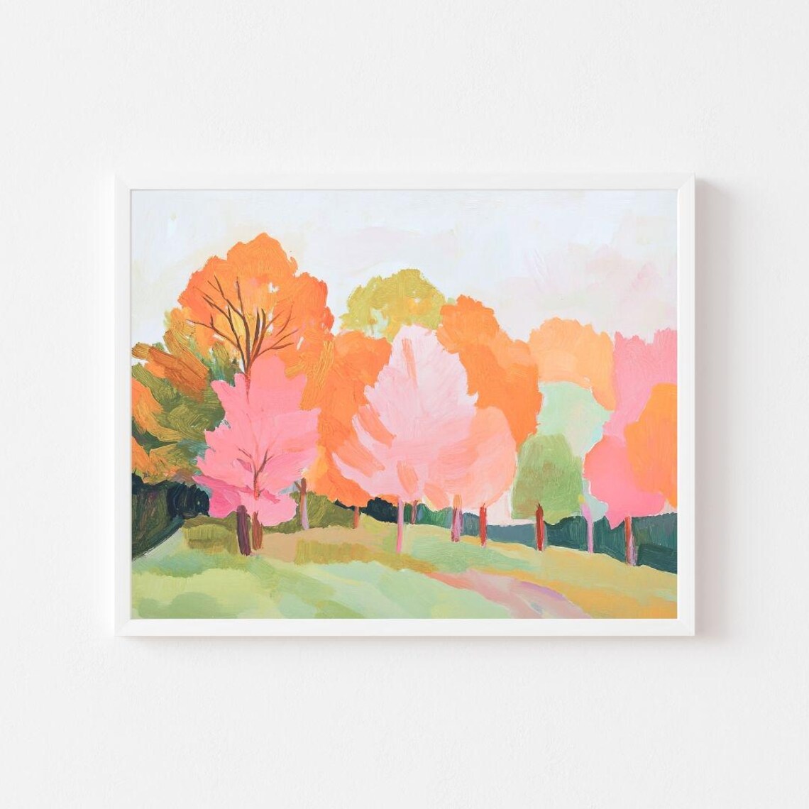 Abstract Forest, October Woods Autumn Landscape Art Print