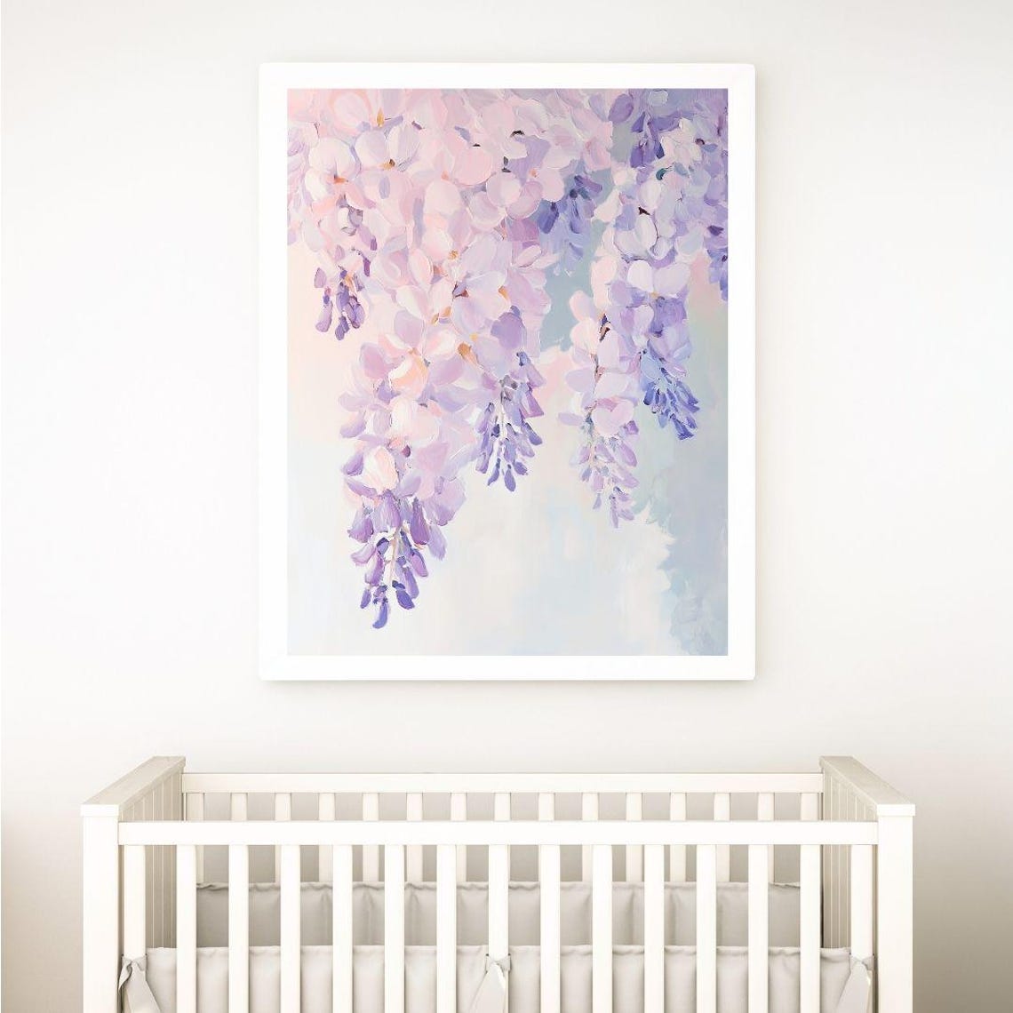 Hanging Pastel Wisteria Blossom Strands Lavender Floral Poster - Image 2