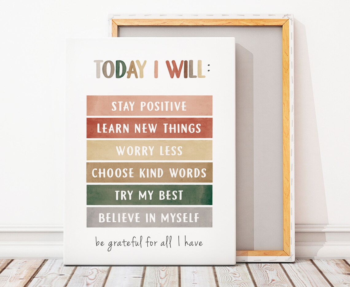 Today I Will Kids Positive Affirmation Wall Print