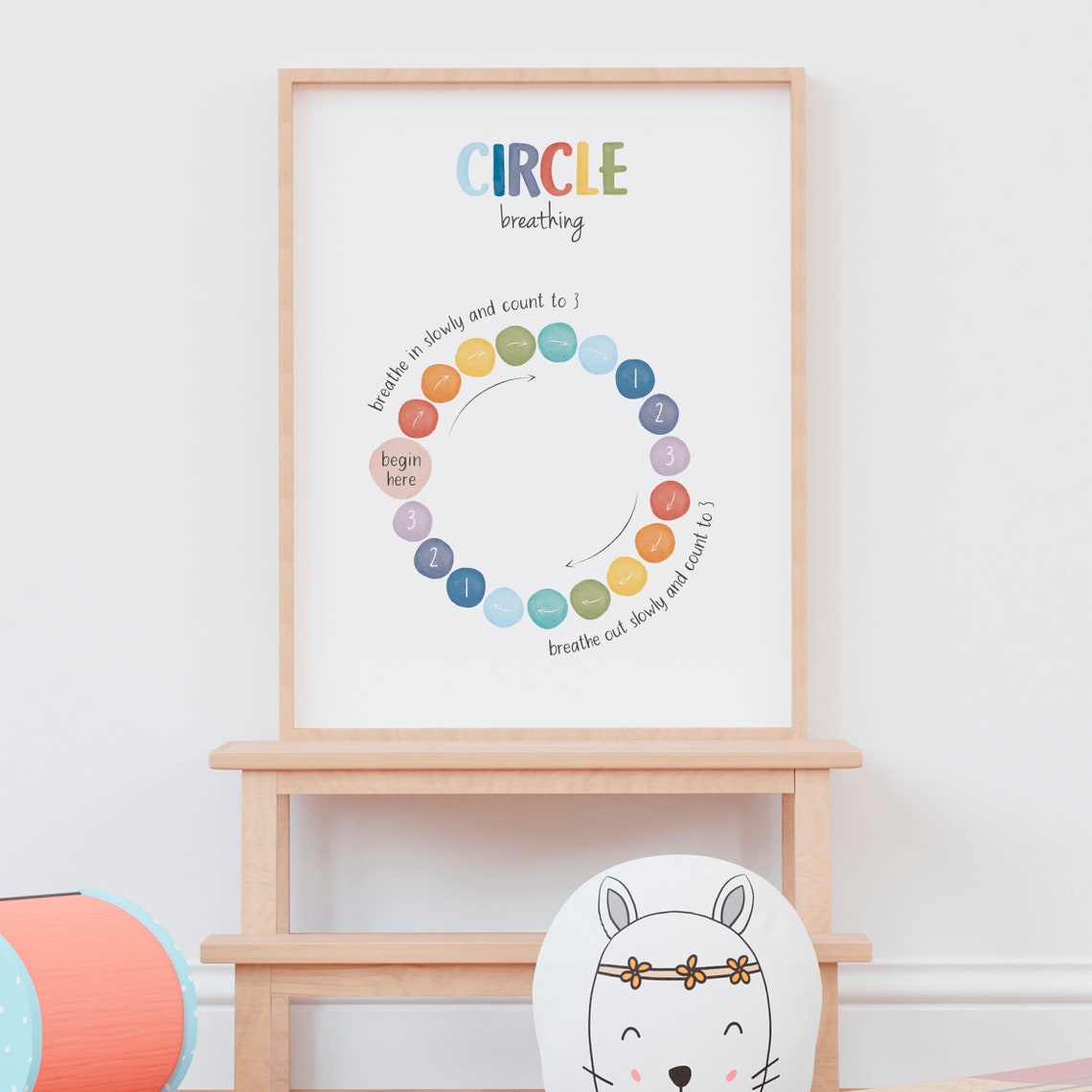 Circle Breathing Exercise Count To Three Mindful Calm Down Poster - Image 8