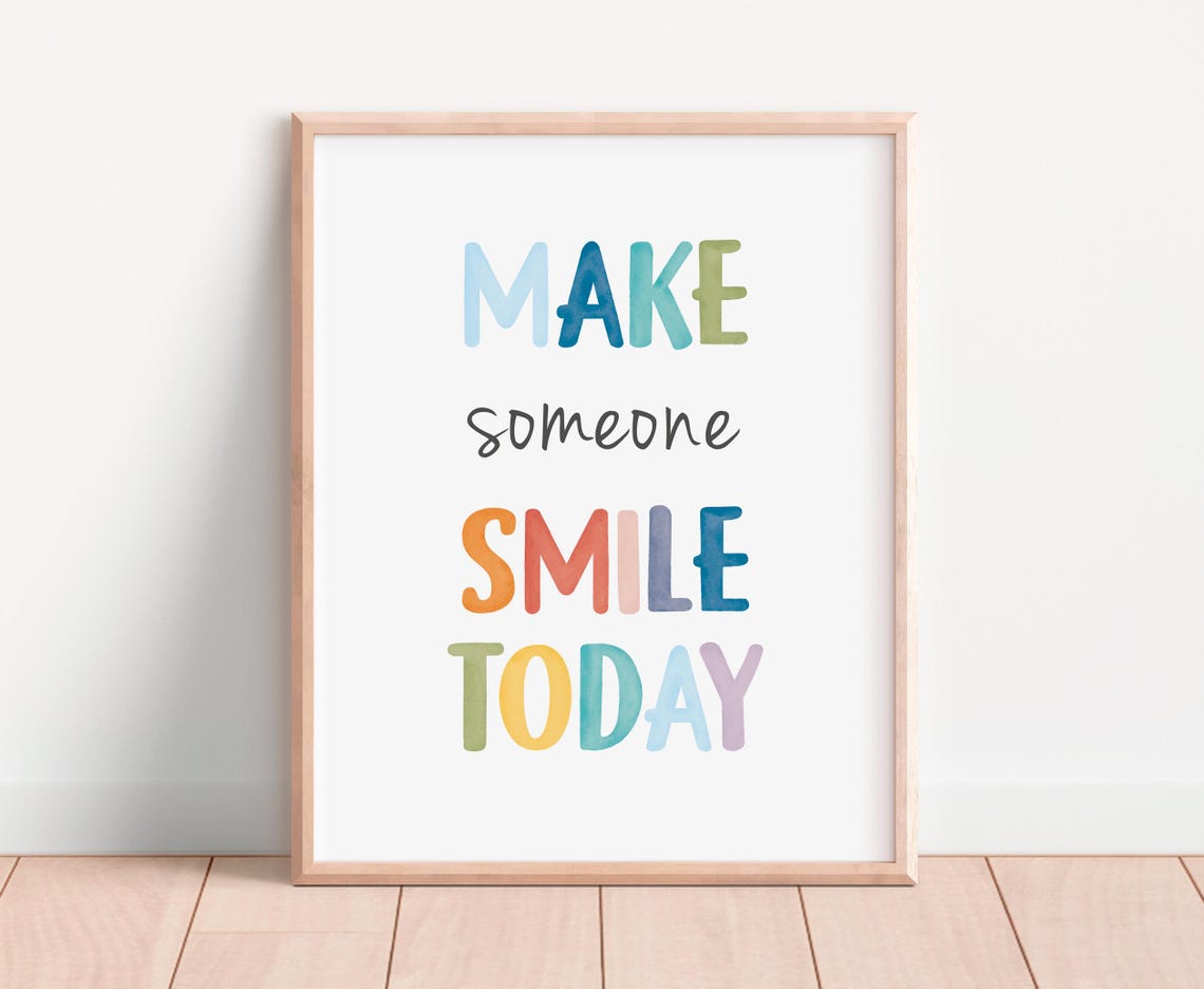 Make Someone Smile Today Rainbow Watercolor Uplifting Quote Poster - Image 5