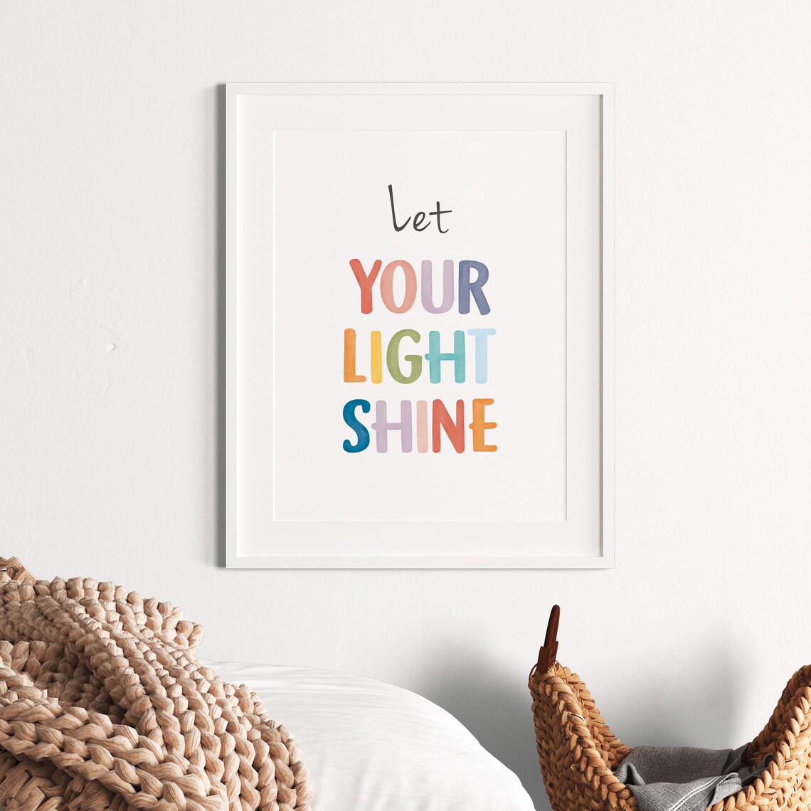 Let Your Light Shine Rainbow Watercolor Inspirational Quote Poster - Image 6