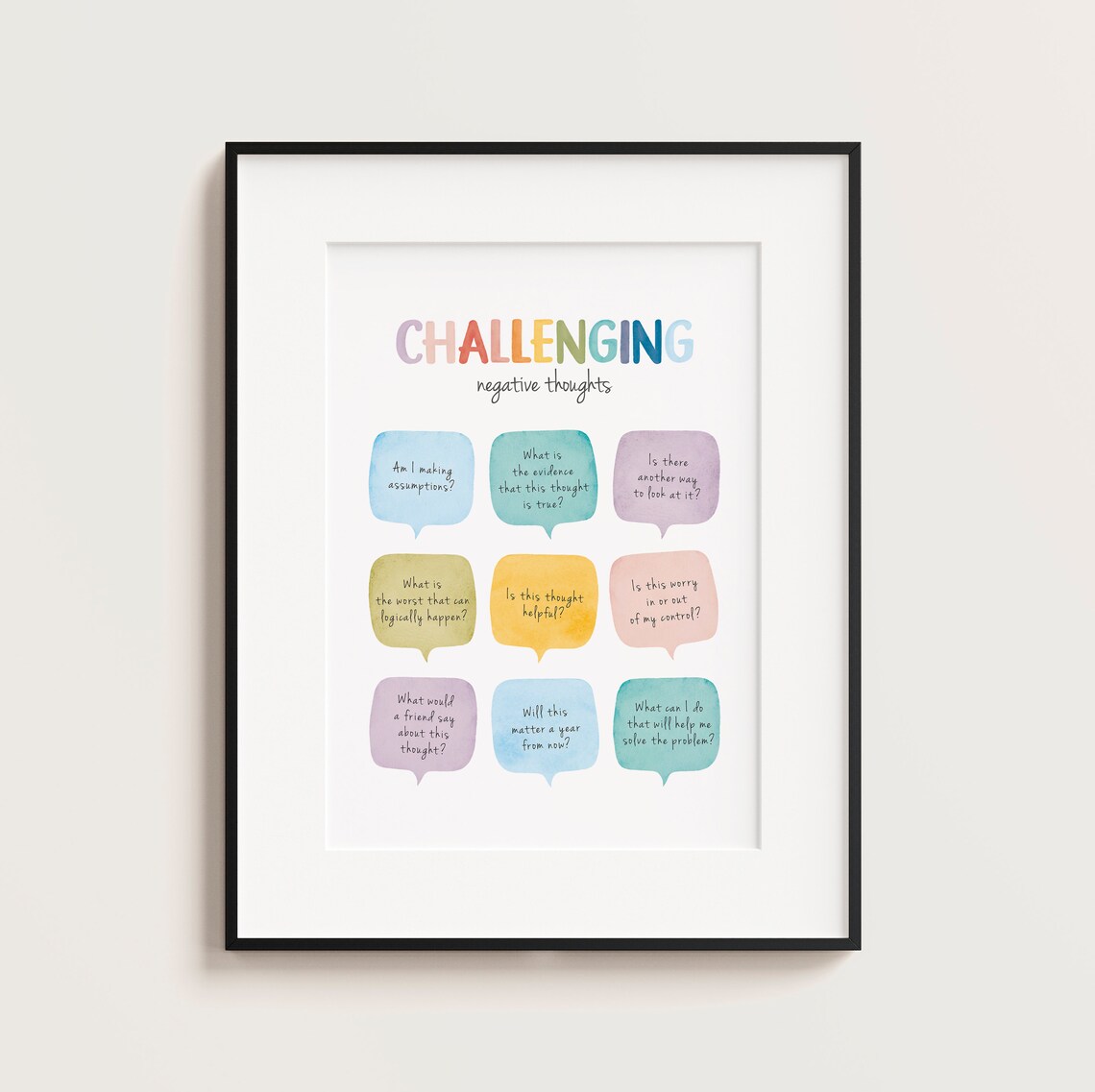 Challenging Negative Thoughts Art Print, CBT Therapy - Image 5