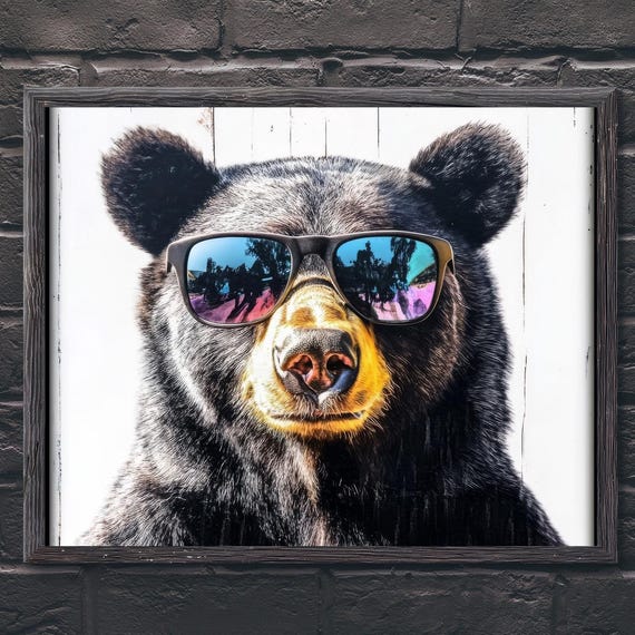 Bear Print, Funny Animal Street Pop Decor