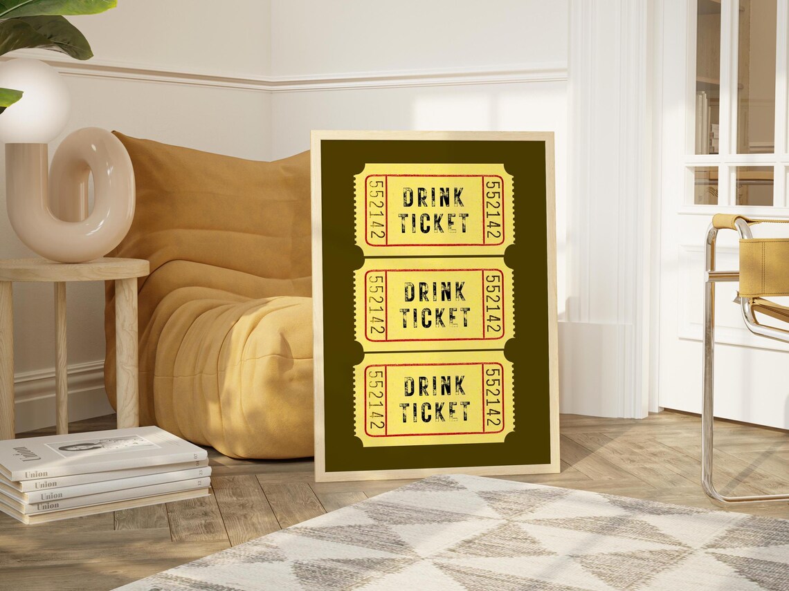 Good Times Ticket Retro Bar Cart Decor Print - Image 2