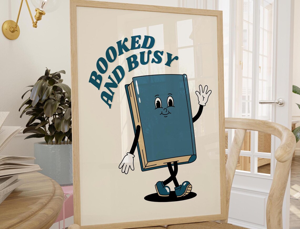 Booked And Busy, Vintage Classroom Art Print