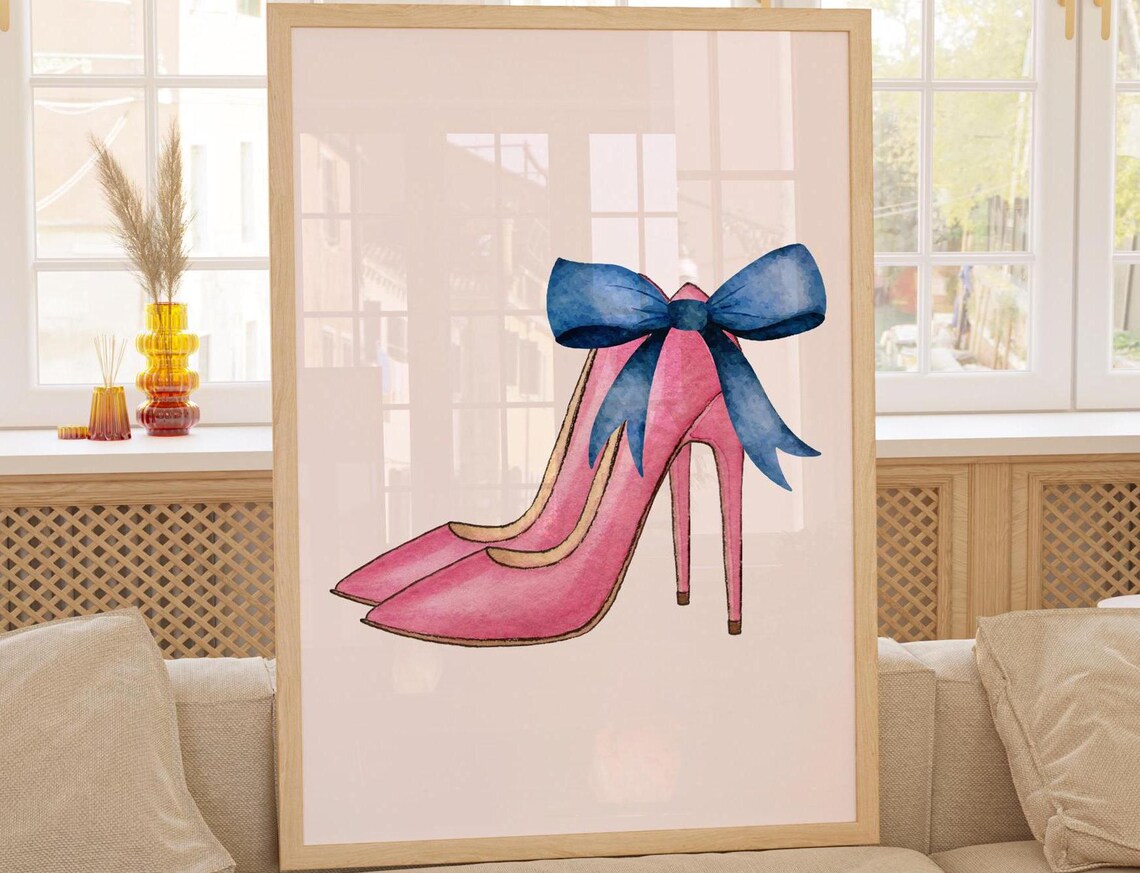 Fashion Shoe Art, Modern Coquette Bow Poster