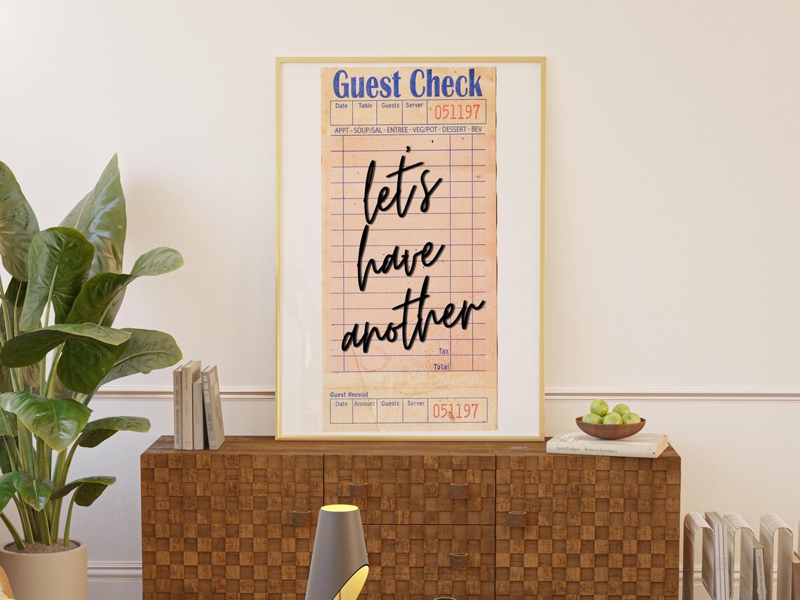 Let's Have Another Funny Black Script Vintage Guest Check Bar Poster - Image 3
