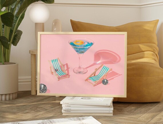 Disco Ball Decor Groovy Poster Preppy Room Bar Cart Art Bachelorette Wall Maximalist Dorm Girly Pink