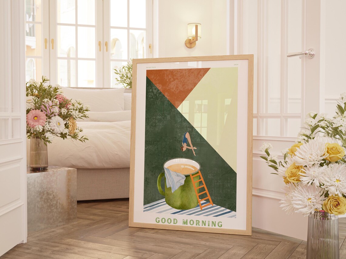Coffee Diver, Retro Kitchen Art Print - Image 2