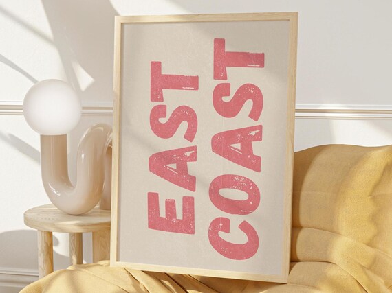 East Coast Pink Vintage Typography Beach House Trendy Decor Poster