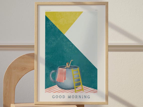 Coffee Diver Poster Print Good Morning Retro Art Kitchen Wall Station Deco Prints Lover Housewarming