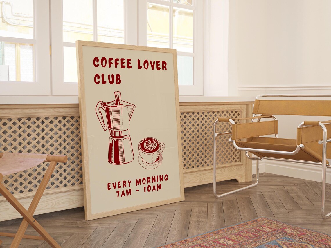 Coffee Club Kitchen Print Kitchen Poster Coffee Print Kitchen Print Friend Gift For Him Gift For Coffee Lover Kitchen Wall Art Coffee Bar - Image 2