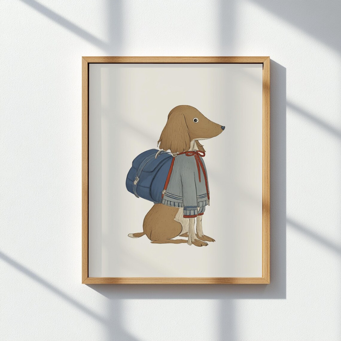 Dog With Backpack Sweater School Outfit Cute Puppy Kids Room Poster