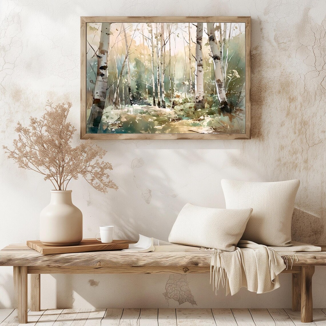 Birch Woods Horizontal Art Print, Watercolor Landscape - Image 4