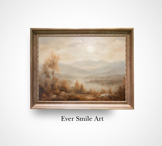 Vintage Mountainous Landscape Art Print Scenic Wall Dcor Nature Photography Majestic Mountain View Home Office Decoration Gift Nature