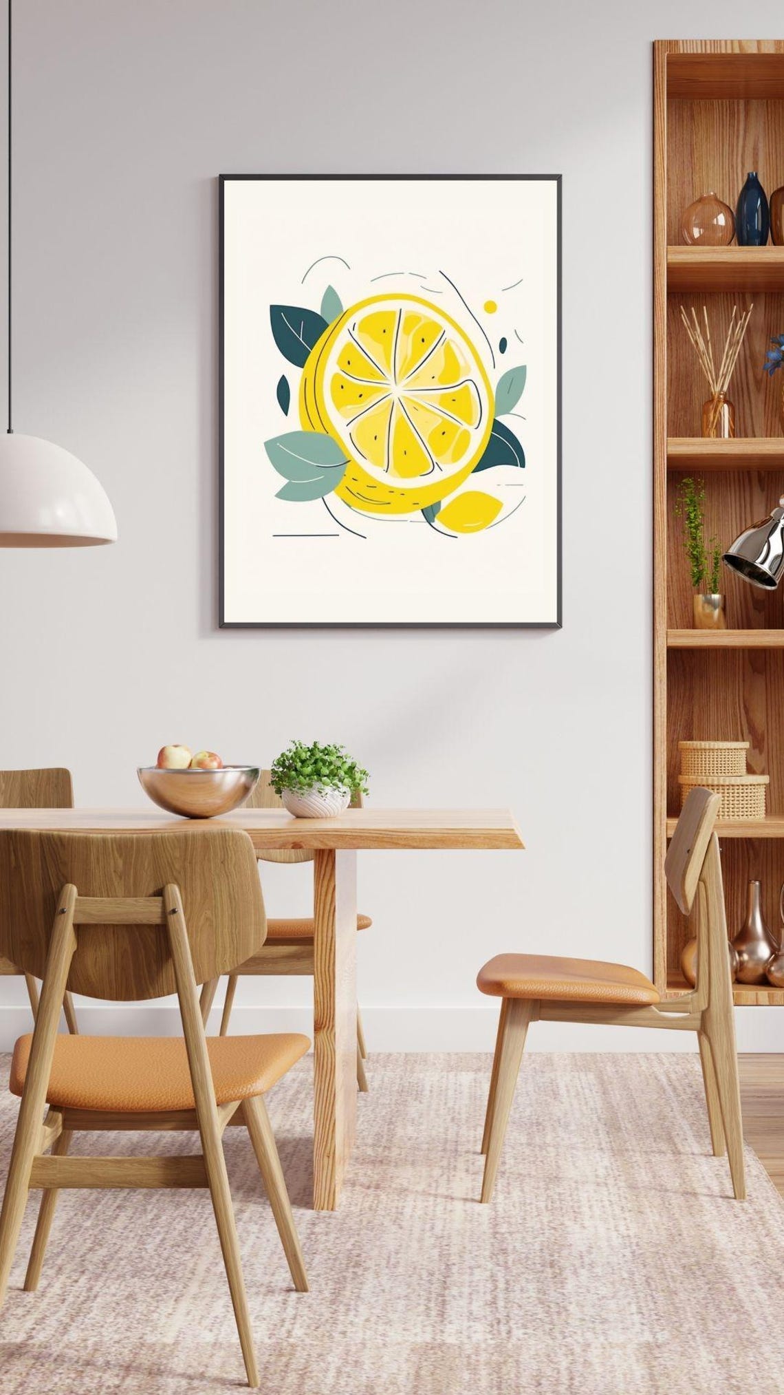 Lemon Slice Minimalist Line Illustration Citrus Kitchen Wall Art - Image 4