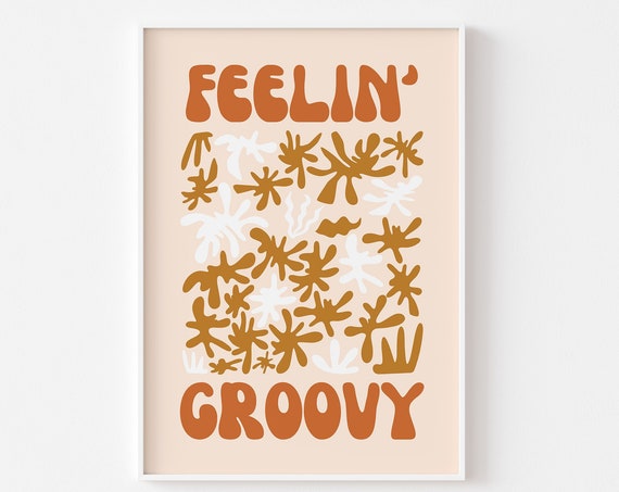 70s Retro Feelin Groovy Print Retro Poster 1970s Aesthetic Bold Hippie Pattern Orange Brown 70s Trendy Abstract 60s 70s Shapes