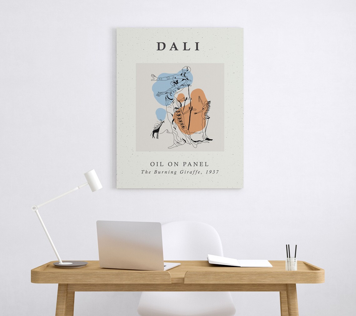 Salvador Dali The Burning Giraffe 1937 Line Art Surrealist Poster - Image 5