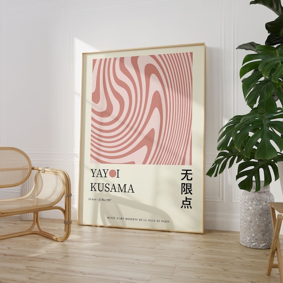 Yayoi Kusama Terracotta Pink Wavy Swirl 1987 Exhibition Poster