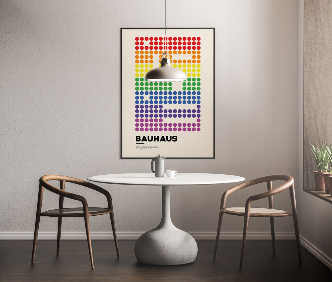 Rainbow Geometric Bauhaus Poster Abstract Bauhaus Print Lgbtq Print Office Decor - Image 3