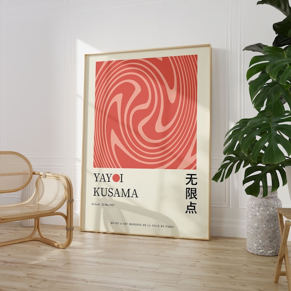 Yayoi Kusama Coral Pink Spiral Swirl 1987 Paris Exhibition Poster