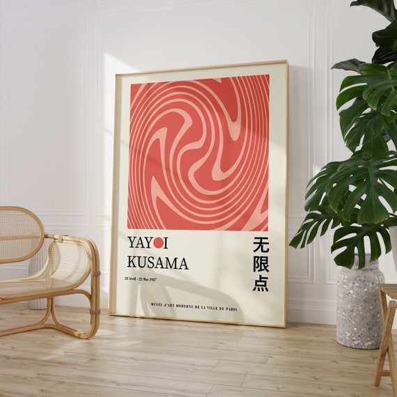 Yayoi Kusama Exhibition Poster Gallery Wall Art Kusama Print Pink Poster Japanese Decor Printable Minimalist Poster