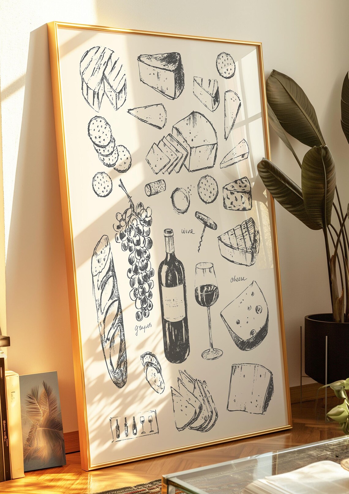Wine And Cheese Kitchen Art Print, French Kitchen Decor - Image 3