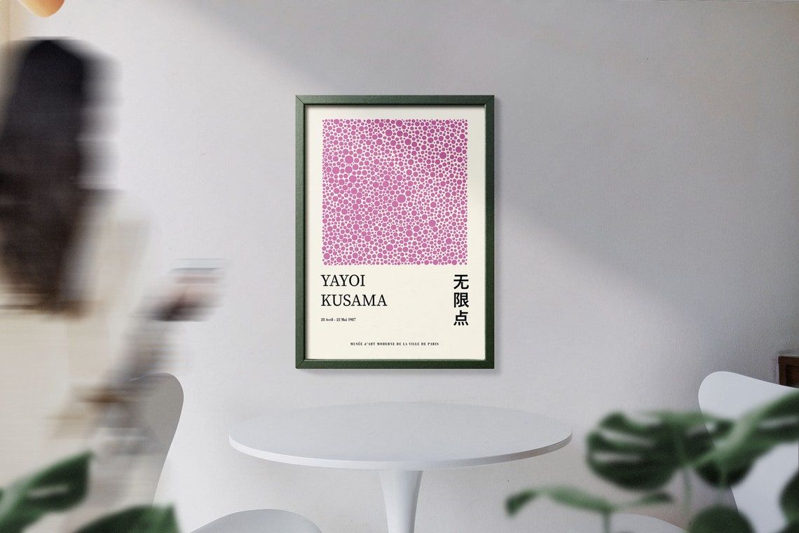 Magenta Dots Yayoi Kusama Paris 1987 Exhibition Abstract Art Poster - Image 2