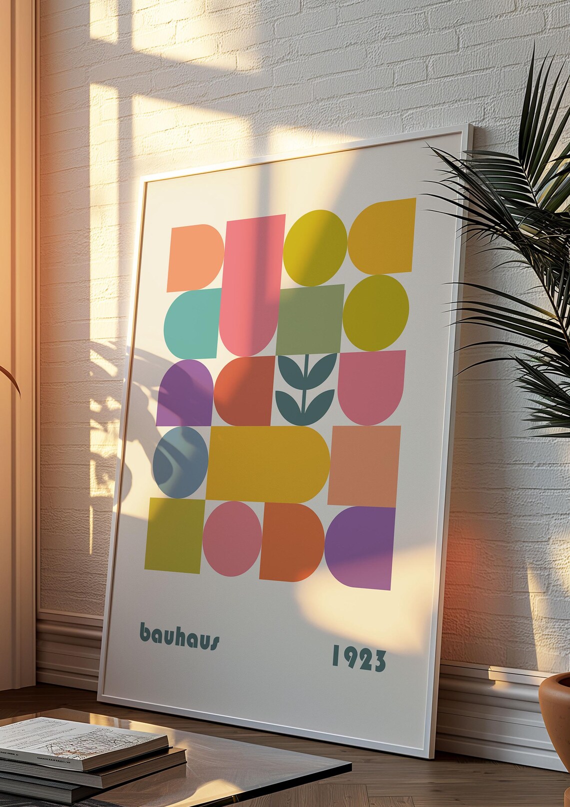 Bauhaus 1923 Colorful Geometric Floral Grid Modern Exhibition Poster - Image 4