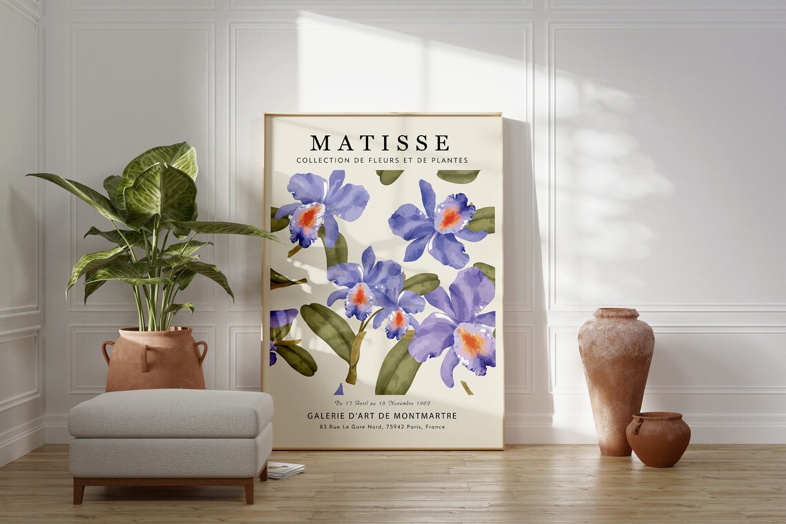 Matisse Flower Market Purple Orchid Botanical 1989 Exhibition Poster