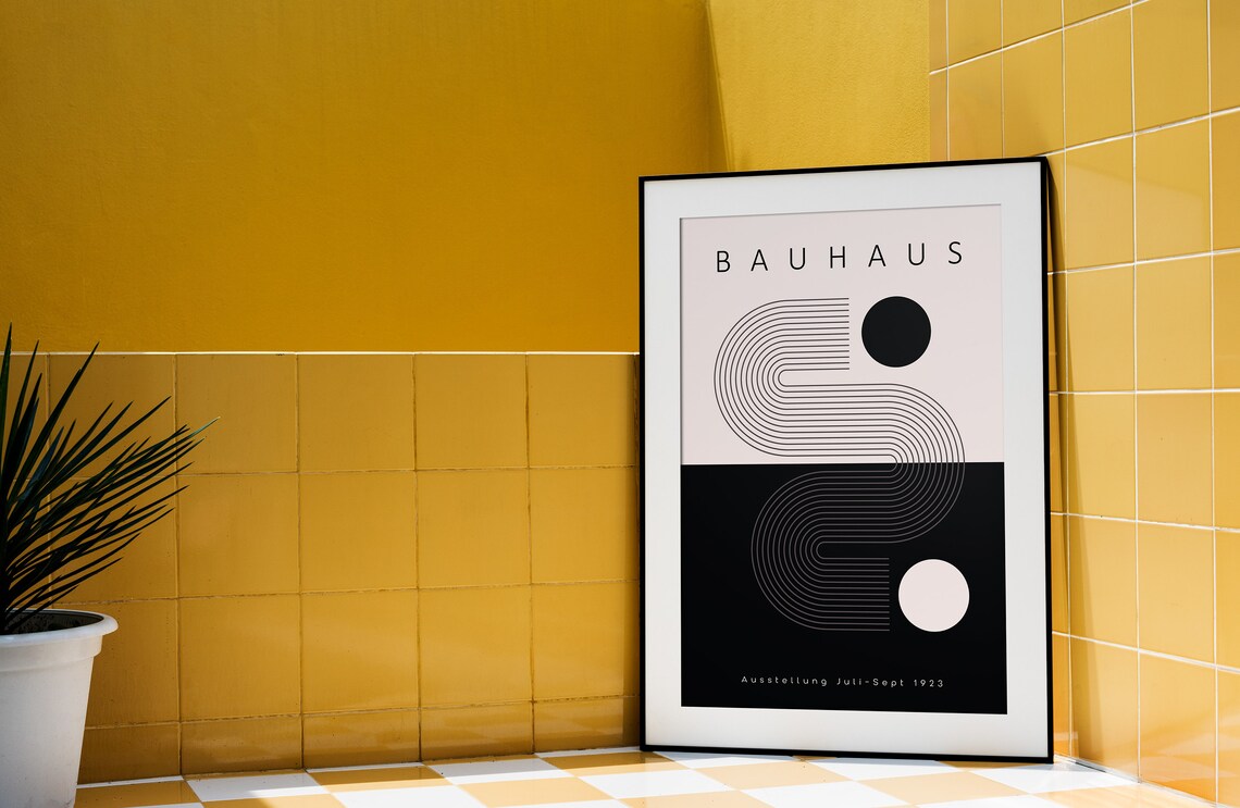 Bauhaus 1923 Exhibition Geometric Abstract Black White Minimalist Poster - Image 2