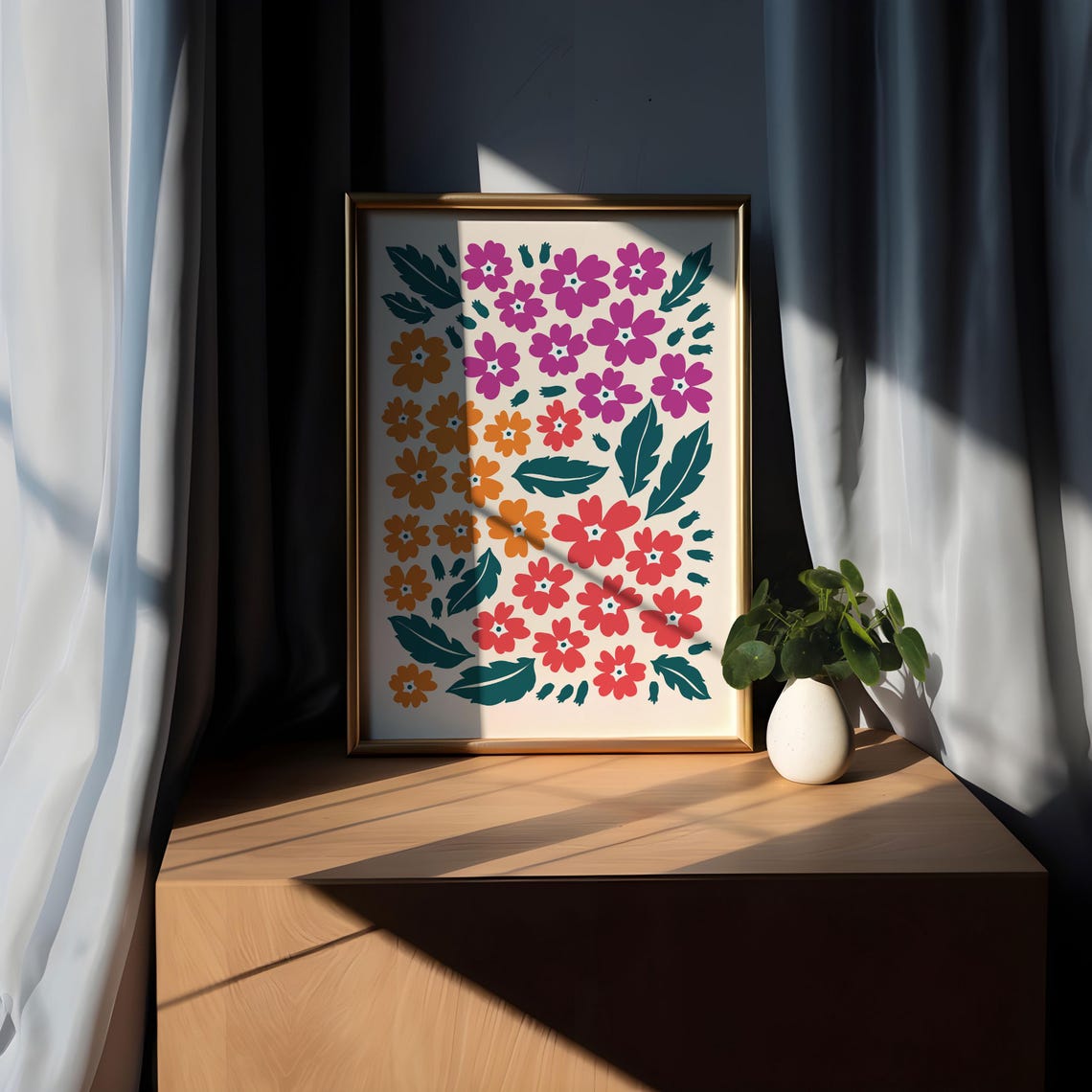 Petite Wildflower Meadow Maximalist Market Illustration Poster - Image 5