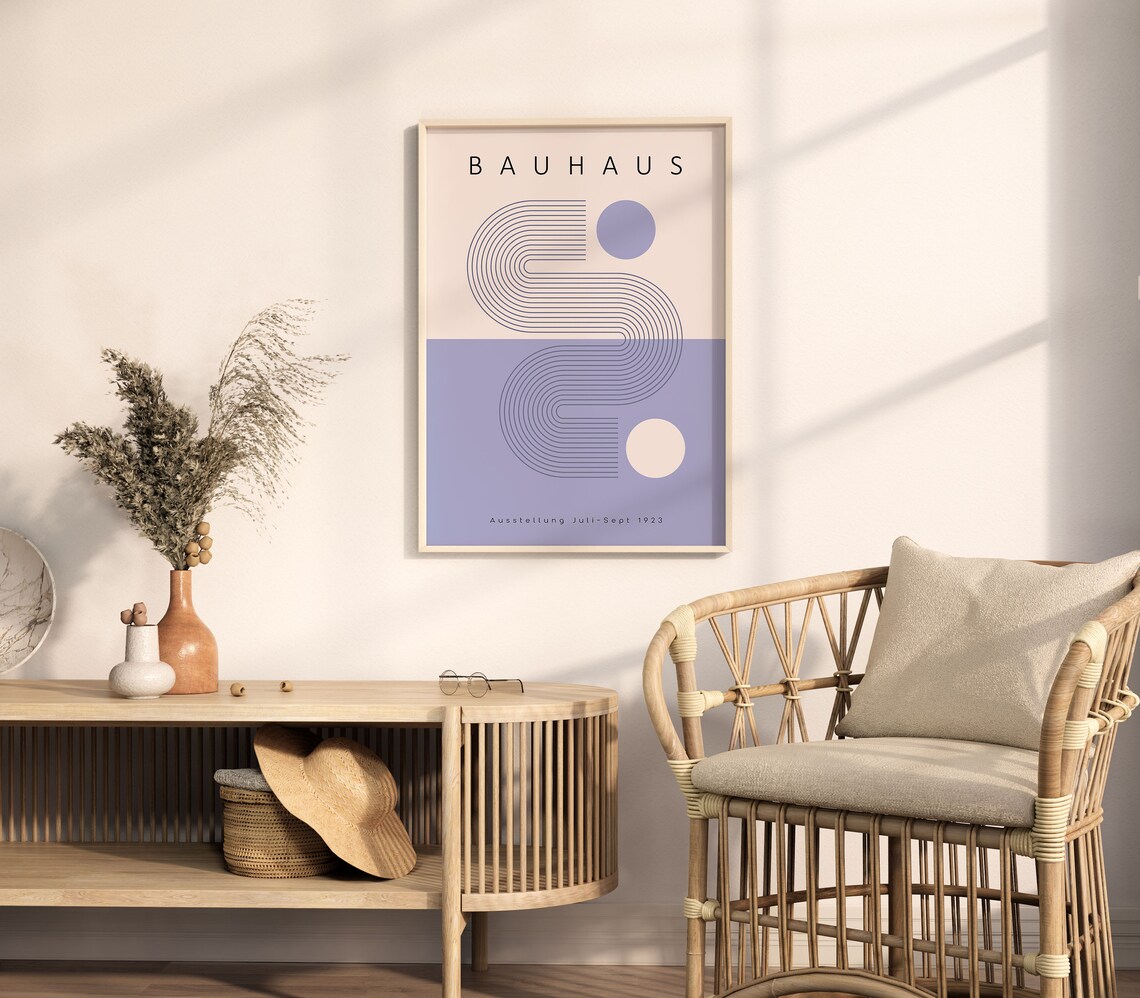 Bauhaus 1923 Exhibition Geometric Abstract Lilac Purple Modern Art Poster - Image 5