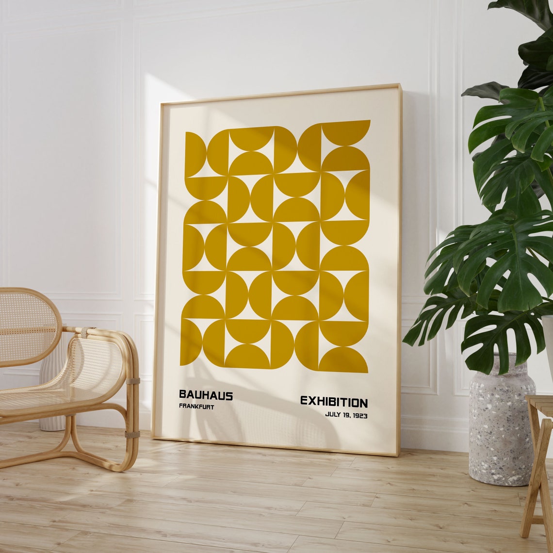 Bauhaus Frankfurt Exhibition Mustard Yellow Circle Grid 1923 Print