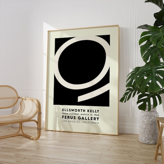 Ellsworth Kelly Exhibition Poster Black Geometric Print Abstract Art Art Reproduction Midcentury Modern High Quality
