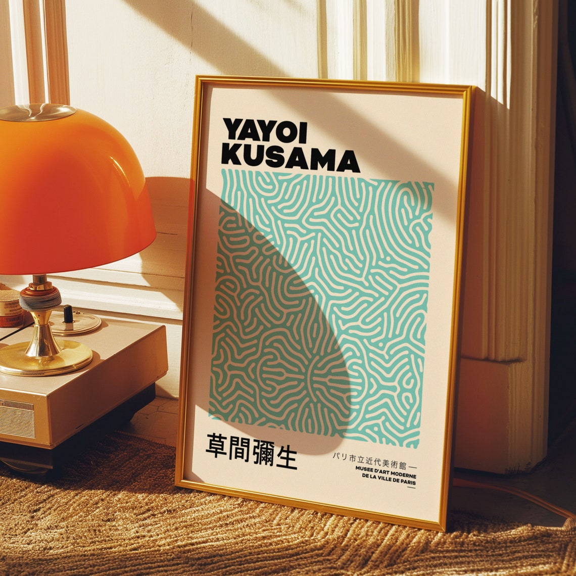 Yayoi Kusama Teal Nets Abstract Japanese Museum Exhibition Poster