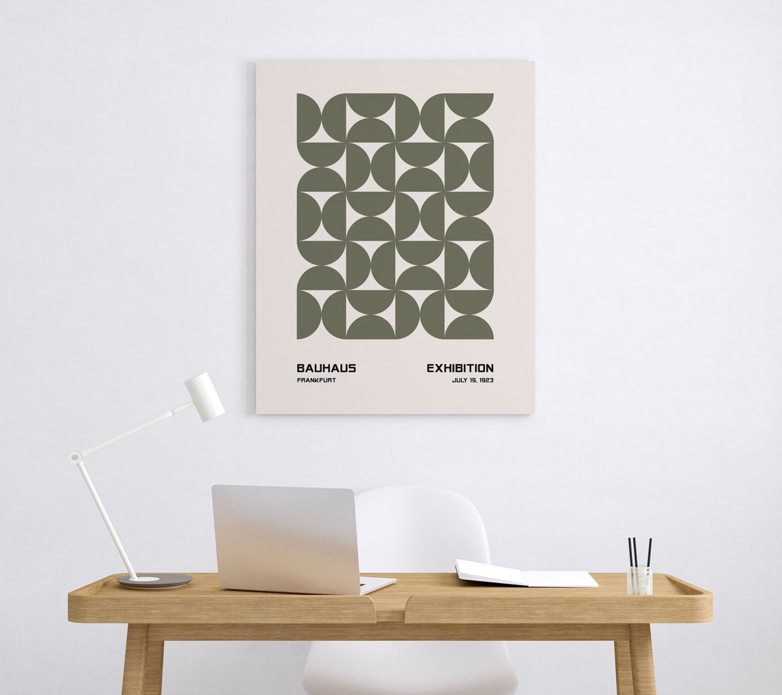 Bauhaus Frankfurt Exhibition Dark Olive Circle Grid 1923 Poster - Image 3