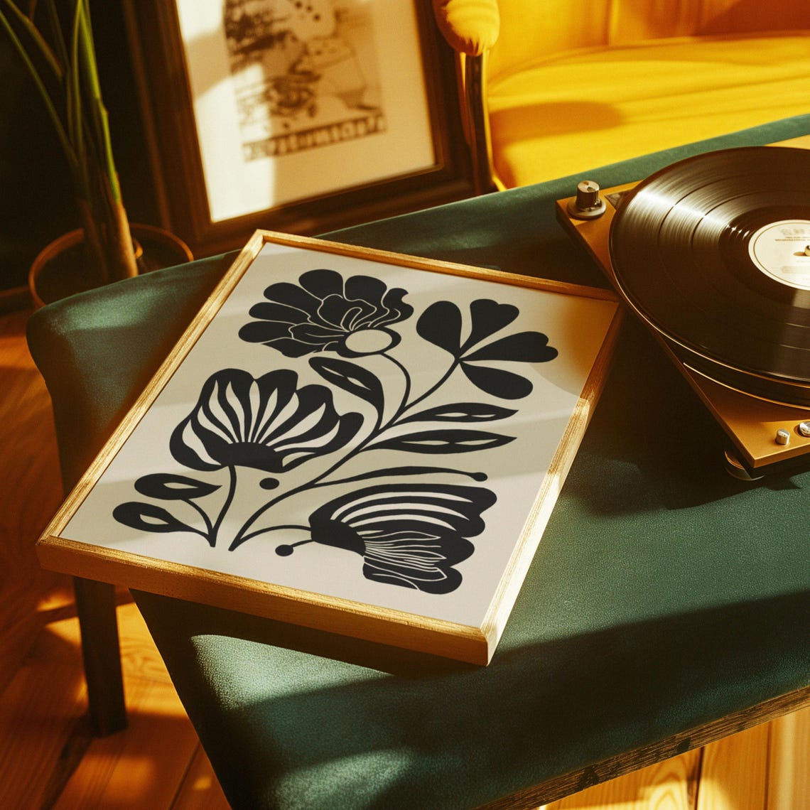 Black Bloom Botanical Abstract Poster in Matisse Cut-Out Style - Image 5