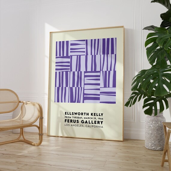 Ellsworth Kelly Exhibition Poster Purple Stripes Print Abstract Geometric Art Midcentury Print High Quality