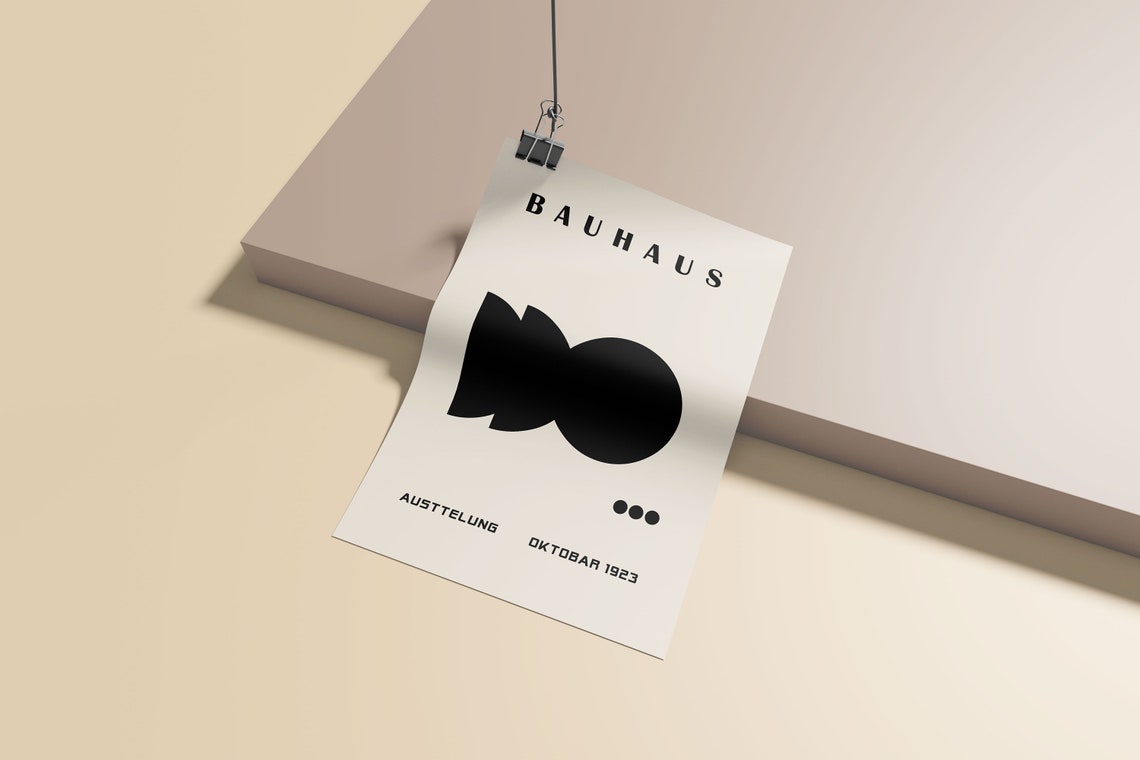 Bauhaus Austtelung Oktobar 1923 Minimalist Black Cream Art Poster - Image 2